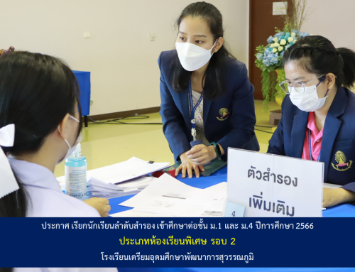 เรียกนักเรียนลำดับสำรอง เข้าศึกษาต่อชั้น ม.1 และ ม.4 ปีการศึกษา 2566  ประเภทห้องเรียนพิเศษ รอบ 2