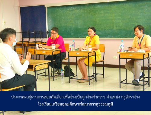 ประกาศผลผู้ผ่านการสอบคัดเลือกเพื่อจ้างเป็นลูกจ้างชั่วคราว ตำแหน่ง ครูอัตราจ้าง