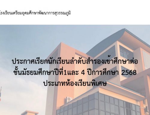 ประกาศเรียกนักเรียนลำดับสำรองเข้าศึกษาต่อ ชั้นมัธยมศึกษาปีที่1และ 4 ปีการศึกษา 2568 ประเภทห้องเรียนพิเศษ