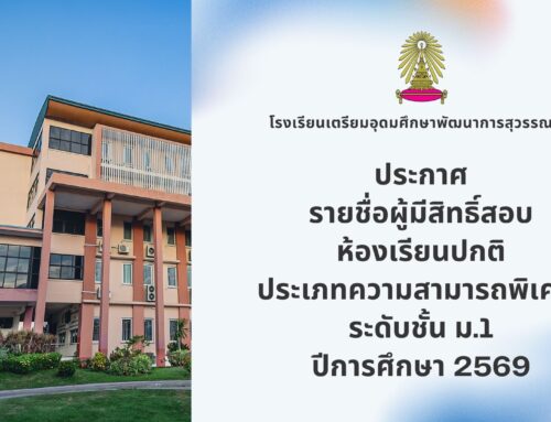 รายชื่อผู้มีสิทธิ์สอบ ห้องเรียนปกติ ประเภทความสามารถพิเศษ  ระดับชั้น ม.1 ปีการศึกษา 2569