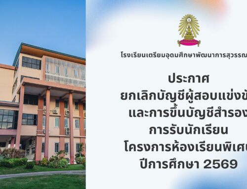 ประกาศ ยกเลิกบัญชีผู้สอบแข่งขัน และการขึ้นบัญชีสำรองการรับนักเรียนโครงการห้องเรียนพิเศษ ปีการศึกษา 2569